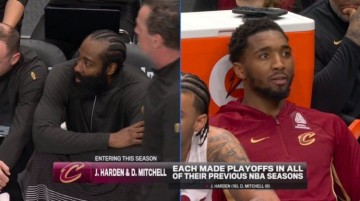 欧冠-转播方晒纪录：哈登和米切尔生涯从未缺席过季后赛